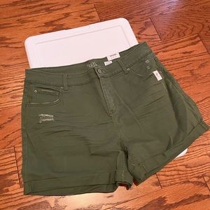 Womens olive colored jean shorts